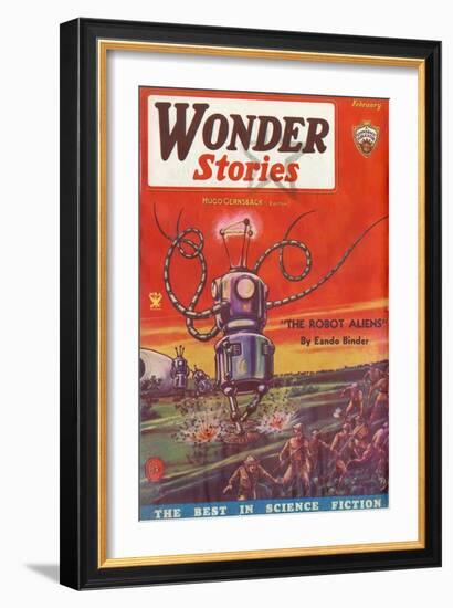 'The Robot Aliens'-Frank R Paul-Framed Art Print