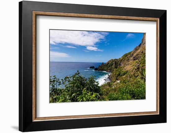 The rock coast of Pitcairn island, British Overseas Territory-Michael Runkel-Framed Photographic Print