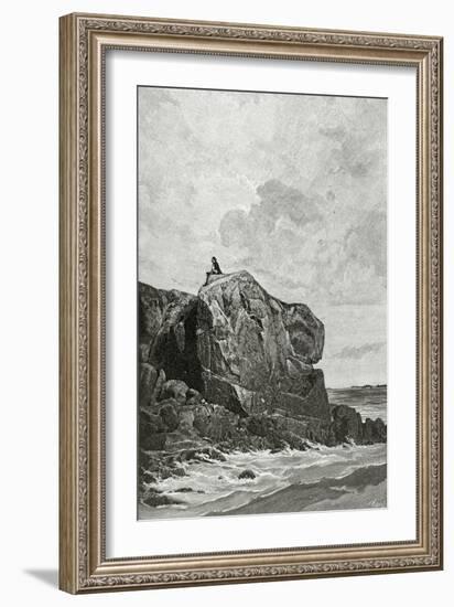The Rock of the Exiled in Jersey, 19th Century-Fortune Louis Meaulle-Framed Giclee Print