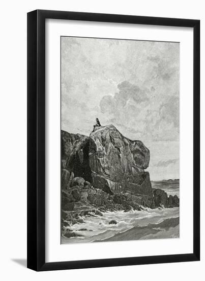 The Rock of the Exiled in Jersey, 19th Century-Fortune Louis Meaulle-Framed Giclee Print