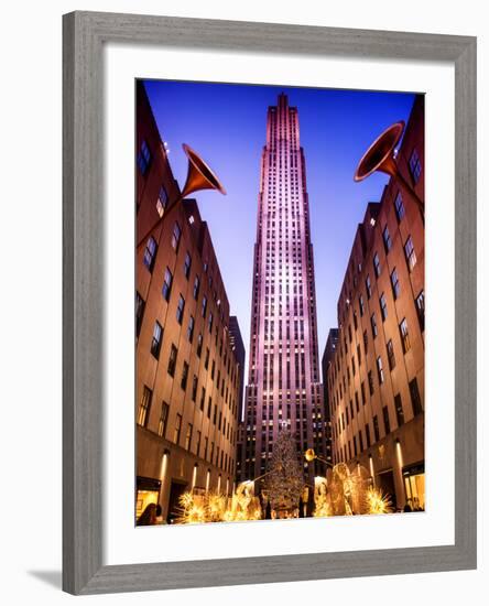 The Rockefeller Center with Christmas Decoration at Nightfall-Philippe Hugonnard-Framed Photographic Print