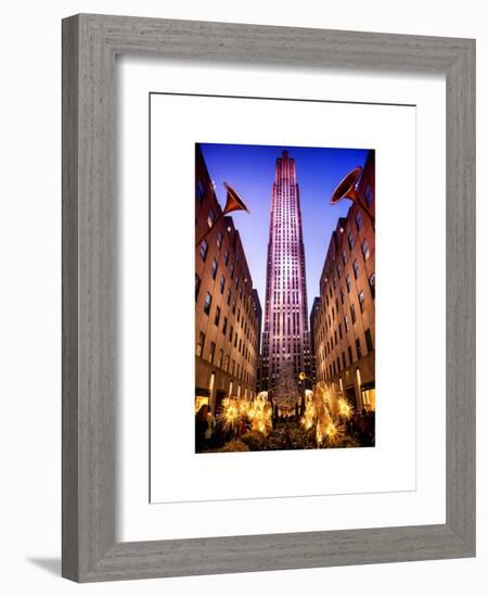 The Rockefeller Center with Christmas Decoration at Nightfall-Philippe Hugonnard-Framed Art Print