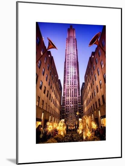 The Rockefeller Center with Christmas Decoration at Nightfall-Philippe Hugonnard-Mounted Art Print