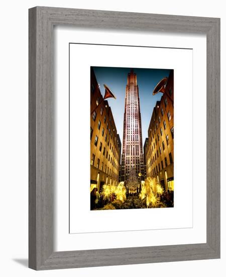 The Rockefeller Center with Christmas Decoration at Nightfall-Philippe Hugonnard-Framed Art Print