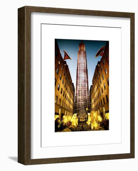 The Rockefeller Center with Christmas Decoration at Nightfall-Philippe Hugonnard-Framed Art Print