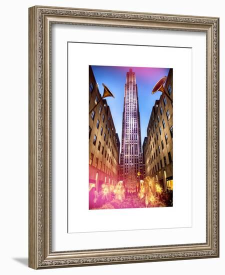 The Rockefeller Center with Christmas Decoration at Nightfall-Philippe Hugonnard-Framed Art Print