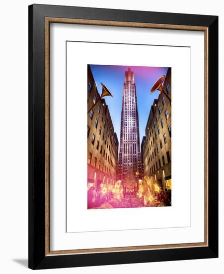 The Rockefeller Center with Christmas Decoration at Nightfall-Philippe Hugonnard-Framed Art Print