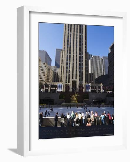The Rockefeller Center with Ice Rink in the Plaza, Manhattan, New York City, USA-Amanda Hall-Framed Photographic Print