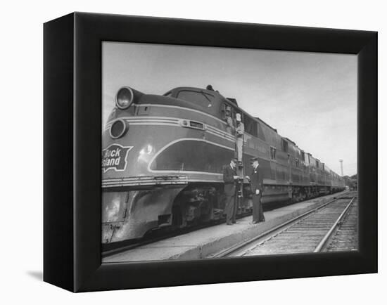 The Rocket Sitting at the Rock Island Train Station-Sam Shere-Framed Premier Image Canvas