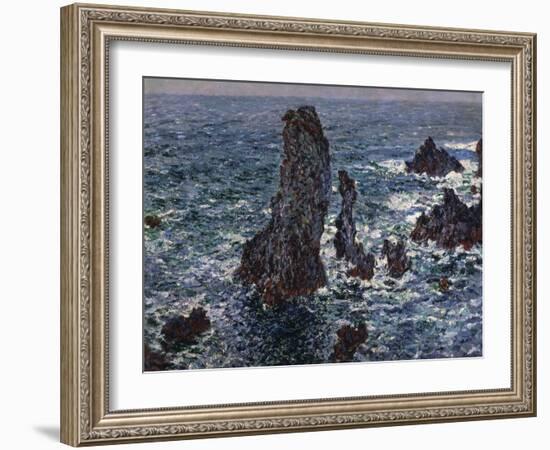 The Rocks in Belle-Ile (Pyramides De Port-Coton, Mer Sauvag), 1886-Claude Monet-Framed Giclee Print