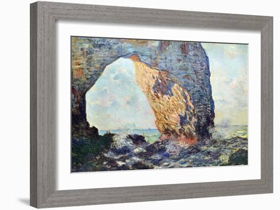 The Rocky Cliffs of Étretat (La Porte Man) [1]-Claude Monet-Framed Art Print