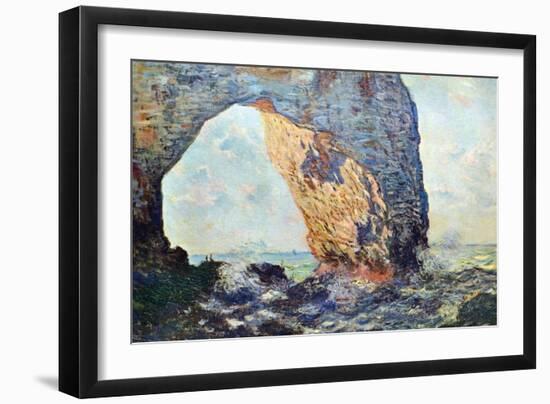 The Rocky Cliffs of Étretat (La Porte Man) [1]-Claude Monet-Framed Art Print