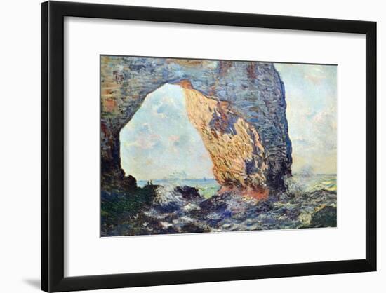 The Rocky Cliffs of Étretat (La Porte Man) [1]-Claude Monet-Framed Art Print