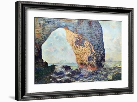 The Rocky Cliffs of Étretat (La Porte Man) [1]-Claude Monet-Framed Art Print