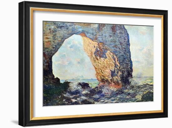 The Rocky Cliffs of Étretat (La Porte Man) [1]-Claude Monet-Framed Art Print