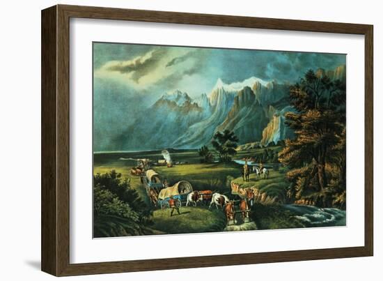 The Rocky Mountains: Emigrants Crossing the Plains, 1866-Currier & Ives-Framed Giclee Print