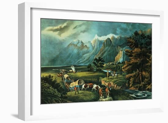 The Rocky Mountains: Emigrants Crossing the Plains, 1866-Currier & Ives-Framed Giclee Print