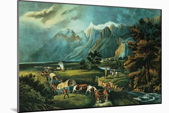 The Rocky Mountains: Emigrants Crossing the Plains, 1866-Currier & Ives-Mounted Giclee Print