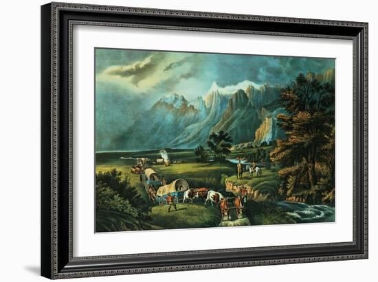 The Rocky Mountains: Emigrants Crossing the Plains, 1866-Currier & Ives-Framed Giclee Print