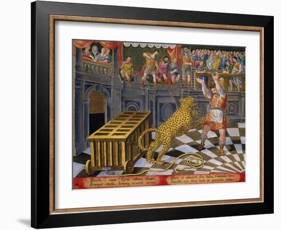 The Roman Emperor Commodus Fires an Arrow to Subdue a Leopard Which Has Escaped-Jan van der Straet-Framed Giclee Print