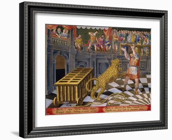 The Roman Emperor Commodus Fires an Arrow to Subdue a Leopard Which Has Escaped-Jan van der Straet-Framed Giclee Print