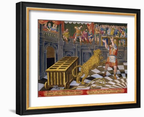 The Roman Emperor Commodus Fires an Arrow to Subdue a Leopard Which Has Escaped-Jan van der Straet-Framed Giclee Print