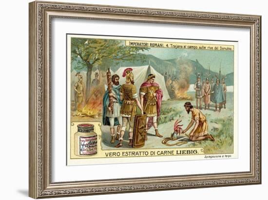 The Roman Emperor Trajan Camped on the Banks of the Danube-null-Framed Giclee Print