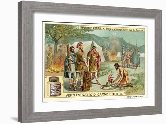 The Roman Emperor Trajan Camped on the Banks of the Danube-null-Framed Giclee Print