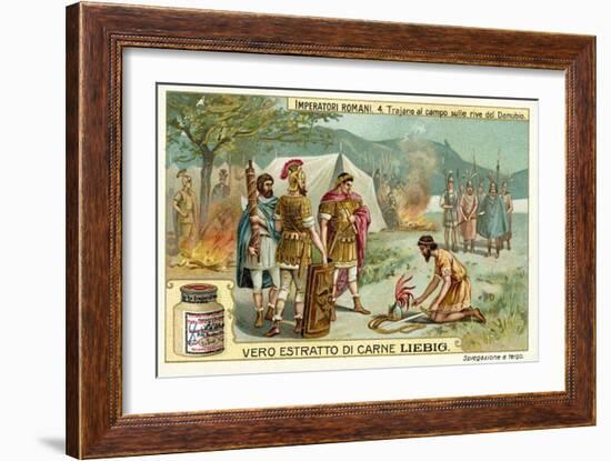 The Roman Emperor Trajan Camped on the Banks of the Danube-null-Framed Giclee Print