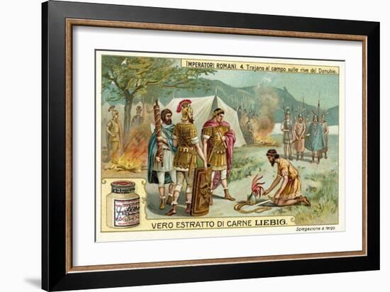 The Roman Emperor Trajan Camped on the Banks of the Danube-null-Framed Giclee Print