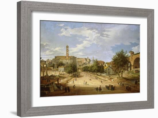 The Roman Forum and the Campidoglio Seen from the Arch of Constantine, 1751-Giovanni Paolo Pannini-Framed Giclee Print