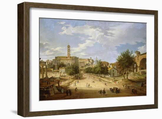 The Roman Forum and the Campidoglio Seen from the Arch of Constantine, 1751-Giovanni Paolo Pannini-Framed Giclee Print