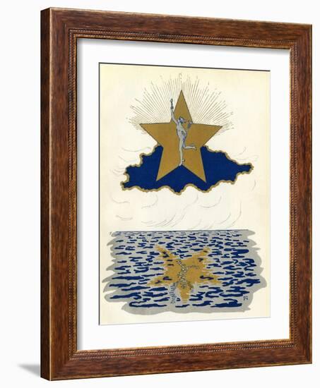 The Roman God Mercury Silhouetted Against a Star-null-Framed Art Print