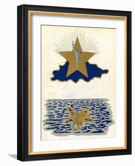 The Roman God Mercury Silhouetted Against a Star-null-Framed Art Print