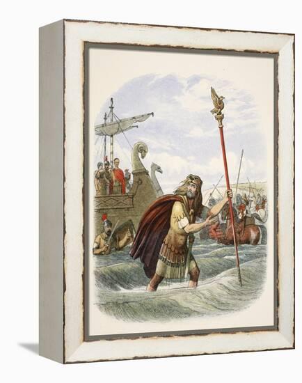 The Roman Standard Bearer of the Tenth Legion Landing in Britain-James William Edmund Doyle-Framed Premier Image Canvas