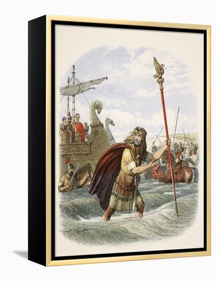 The Roman Standard Bearer of the Tenth Legion Landing in Britain-James William Edmund Doyle-Framed Premier Image Canvas