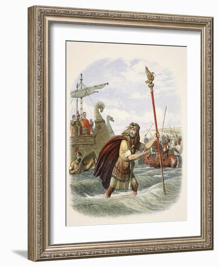 The Roman Standard Bearer of the Tenth Legion Landing in Britain-James William Edmund Doyle-Framed Giclee Print