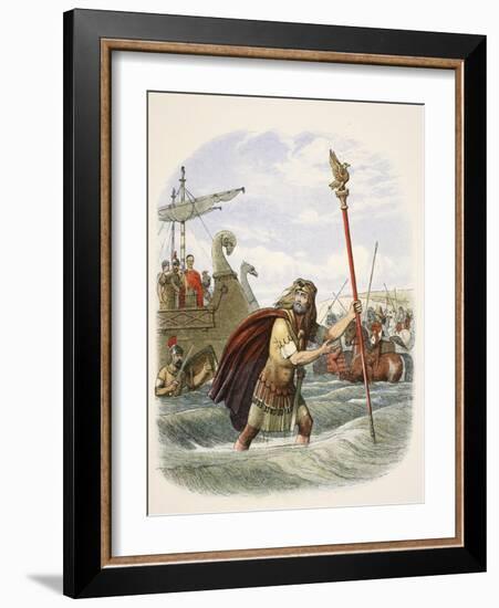 The Roman Standard Bearer of the Tenth Legion Landing in Britain-James William Edmund Doyle-Framed Giclee Print