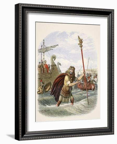 The Roman Standard Bearer of the Tenth Legion Landing in Britain-James William Edmund Doyle-Framed Giclee Print