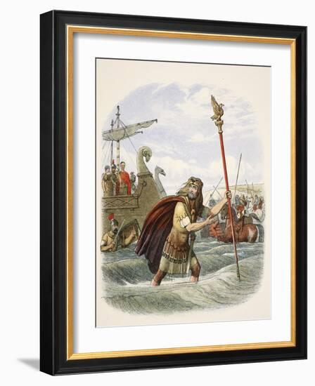 The Roman Standard Bearer of the Tenth Legion Landing in Britain-James William Edmund Doyle-Framed Giclee Print