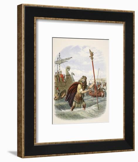 The Roman Standard Bearer of the Tenth Legion Landing in Britain-James William Edmund Doyle-Framed Giclee Print