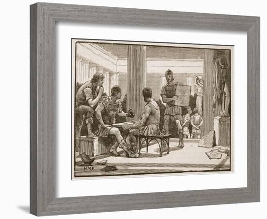 The Romans at Corinth (Litho)-English-Framed Giclee Print