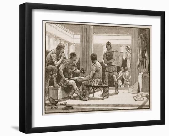The Romans at Corinth (Litho)-English-Framed Giclee Print