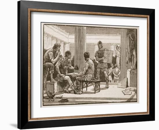 The Romans at Corinth (Litho)-English-Framed Giclee Print