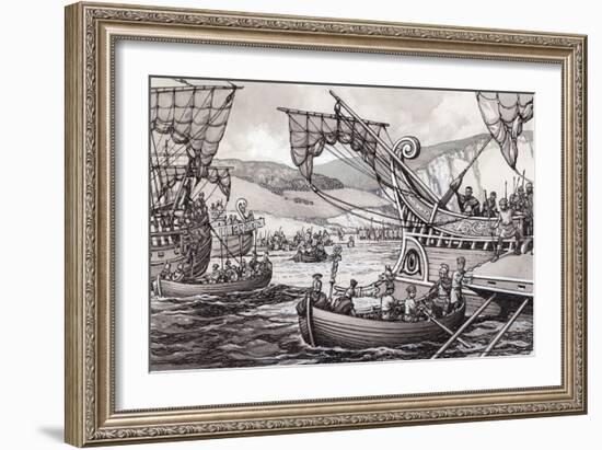 The Romans Invading England in 55BC under Julius Caesar-Pat Nicolle-Framed Giclee Print