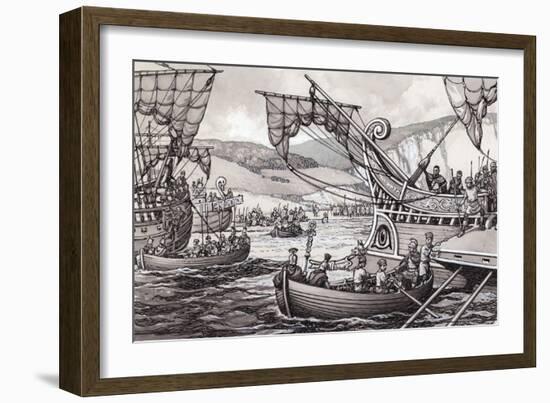 The Romans Invading England in 55BC under Julius Caesar-Pat Nicolle-Framed Giclee Print