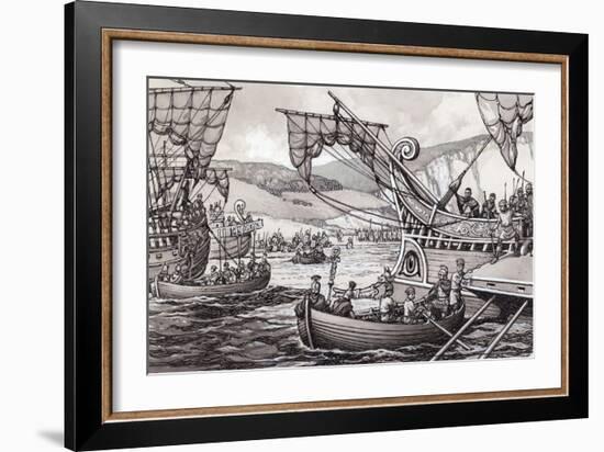 The Romans Invading England in 55BC under Julius Caesar-Pat Nicolle-Framed Giclee Print