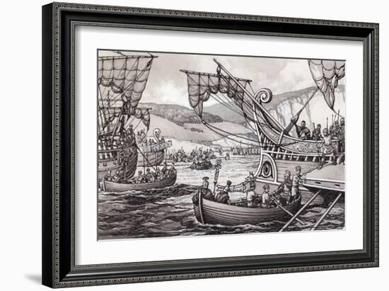 The Romans Invading England in 55BC under Julius Caesar-Pat Nicolle-Framed Giclee Print