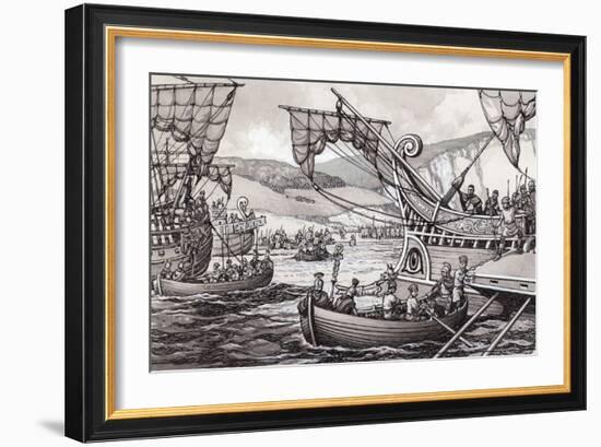 The Romans Invading England in 55BC under Julius Caesar-Pat Nicolle-Framed Giclee Print