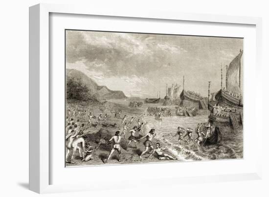 The Romans Landing on the Island of Mallorca in 123 BC-Spanish School-Framed Giclee Print